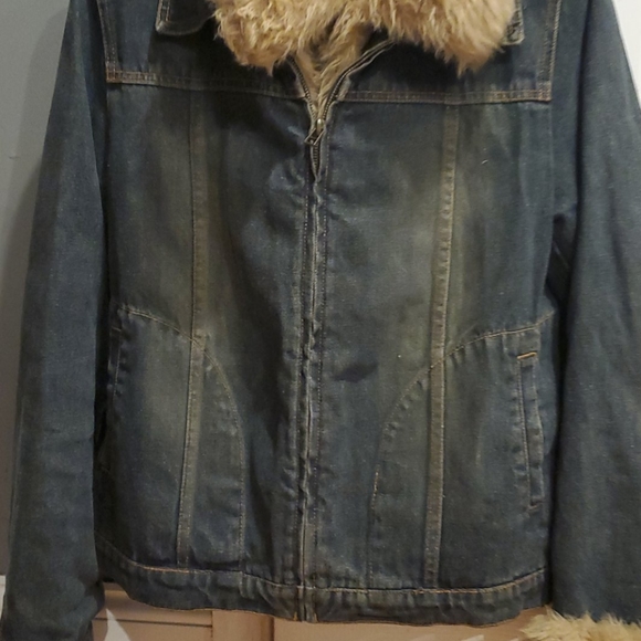 Giacca Blue Denim faux Sherpa Jean Jacket - Picture 6 of 9